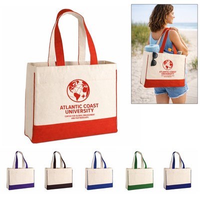 12 oz. Cotton Canvas Tote Bag with Zipper Pocket-17"W x 13"H x 5"D