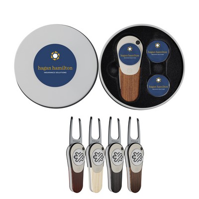 Pitchfix Woodie Golf Divot Tool Deluxe Gift Set