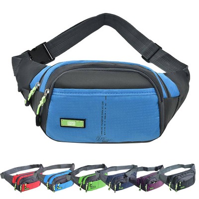Nylon Fanny Pack with 3 Zipper Pockets