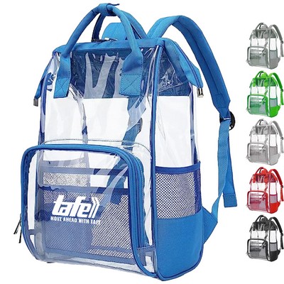 Premium Heavy Duty Clear PVC Transparent Backpack (15.5"x10"x5")