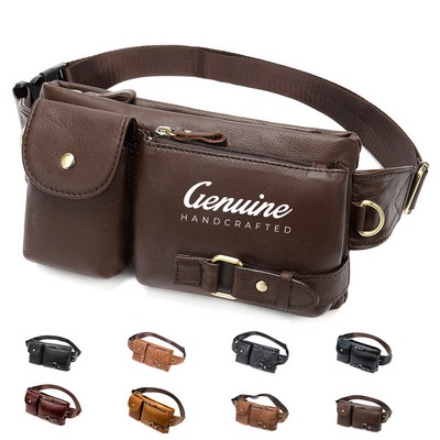 Genuine Leather Fanny Pack with Multiple Compartment