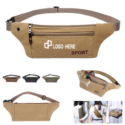 Canvas 3-Zipper Fanny Pack