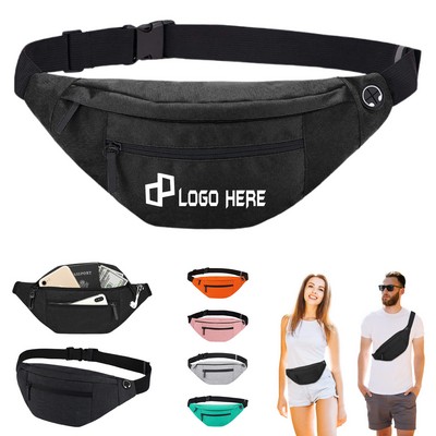Large Crossbody Fanny Pack W/ 4-Zipper Pockets