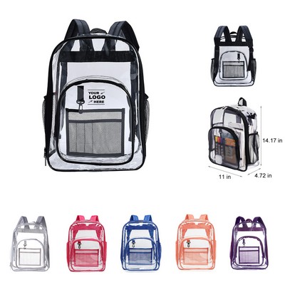 Heavy Duty Clear PVC Backpack w/Side Pocket
