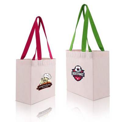 Colored Handle Tote Bag With Gusset