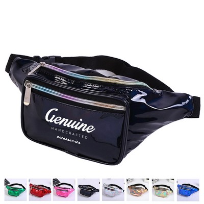 Holographic Three-Pocket Fanny Pack
