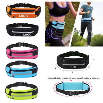 Unisex Polyester Running Belt Fanny Pack Hands-Free Reflective Runner Pouch Waist Bag
