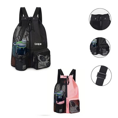 Mesh Drawstring Swim Bag with Wet Pocket