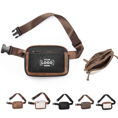 Two-Tone PU Leather Fanny Pack